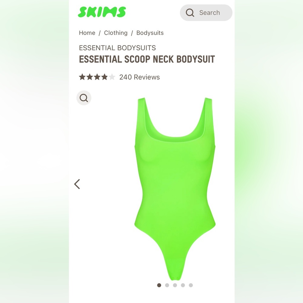NWT SKIMS essential scoop neck bodysuit - limited edition neon green